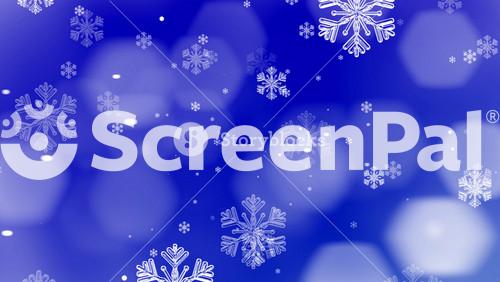 White Confetti Real Snowflakes And Bokeh Lights On The Blue Background 4k 3D Background. 2023 New Year, Merry Christmas, Holiday, Winter